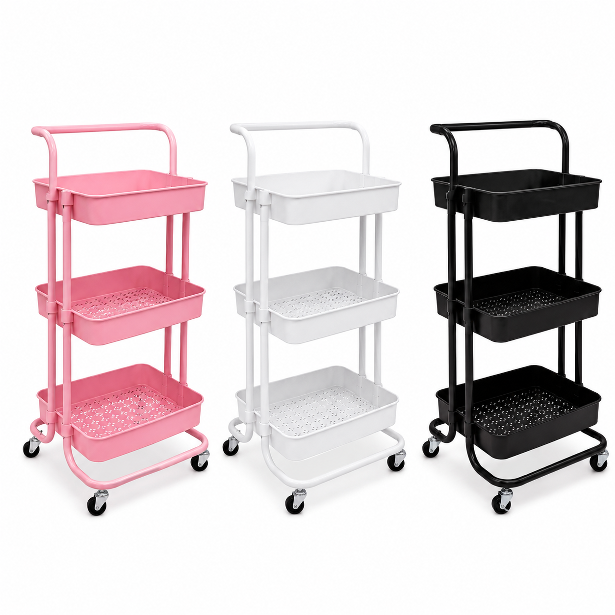 Carrito Auxiliar Rosado 3 Niveles