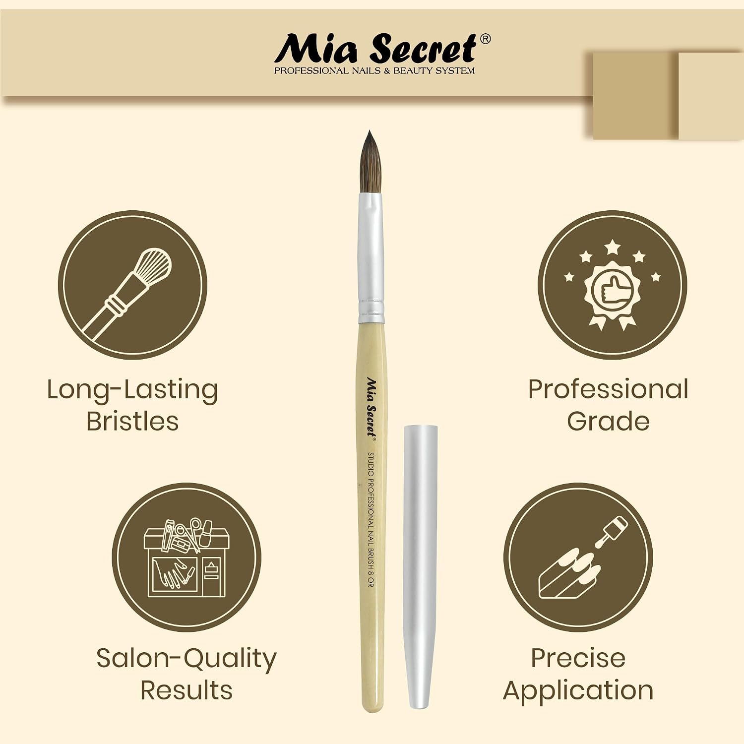Pincel Para Acrilico Mia Secret Studio Professional N8 Or