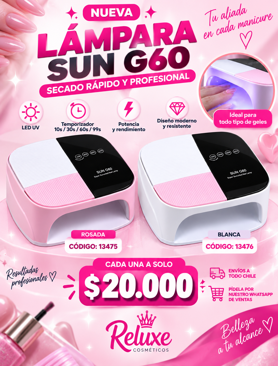 LAMPARA SUN G60 ROSADA (288W)