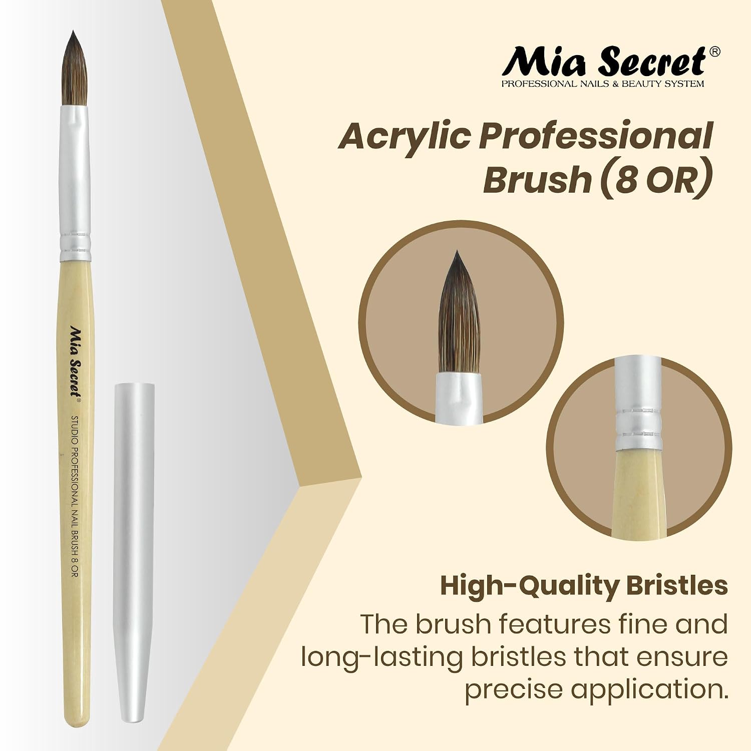Pincel Para Acrilico Mia Secret Studio Professional N8 Or