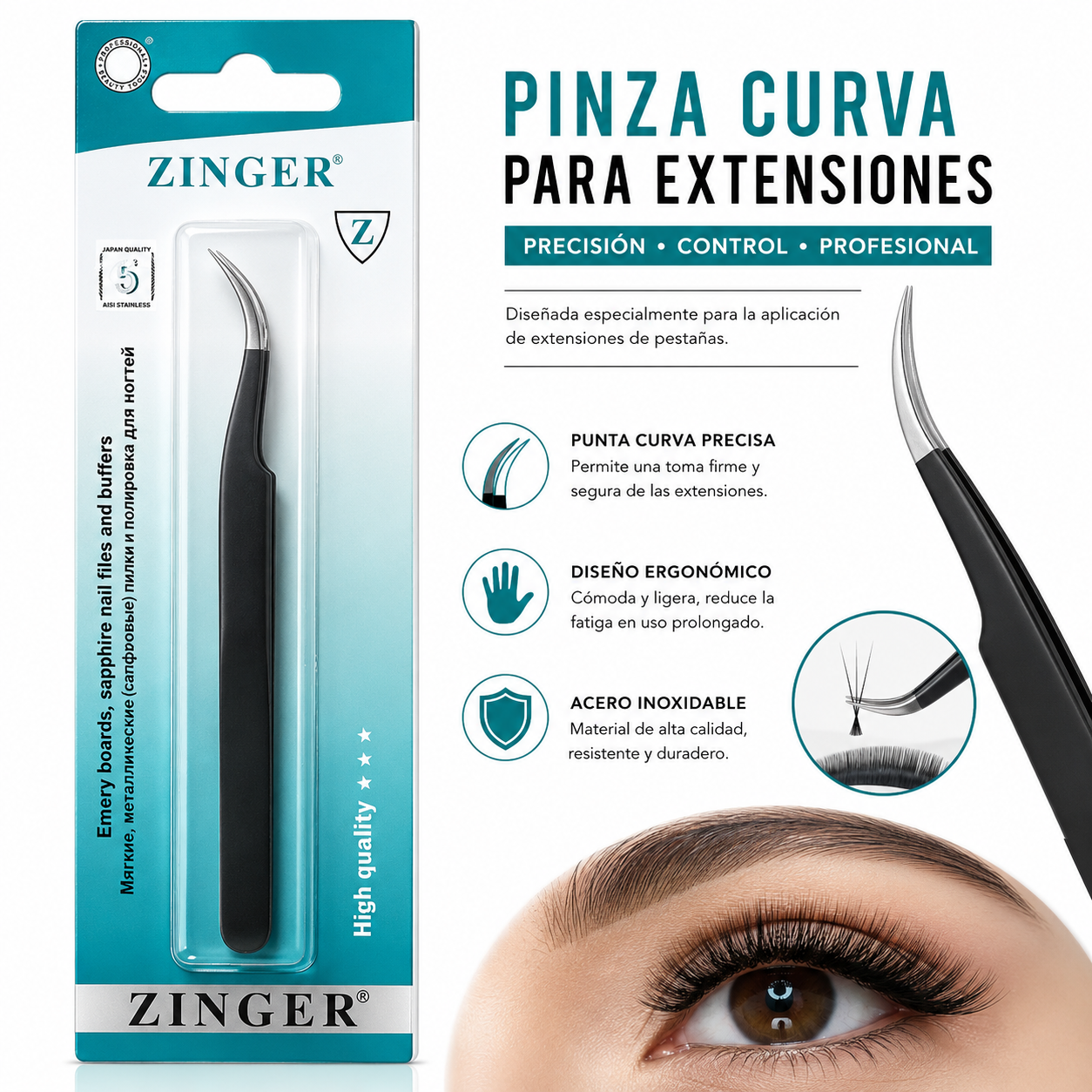 Pinza Curva Negra Para Extensiones