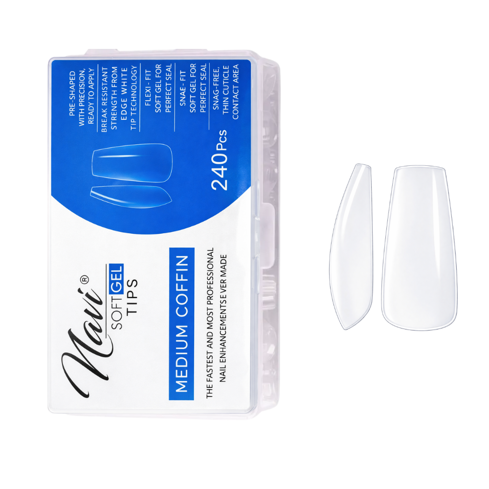 Tips Soft Gel Medium Coffin 240 Pcs Navi