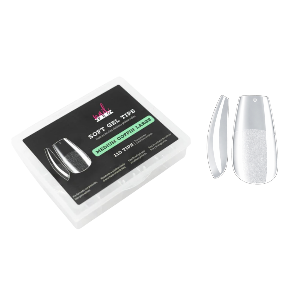 Tips Soft Gel Medium Large Coffin 110 Pcs Nail Pro