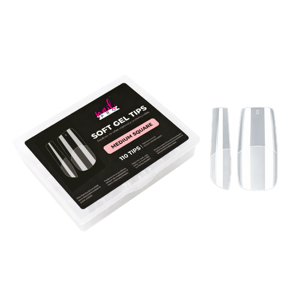 Tips Soft Gel Medium Square 110 Pcs Nail Pro
