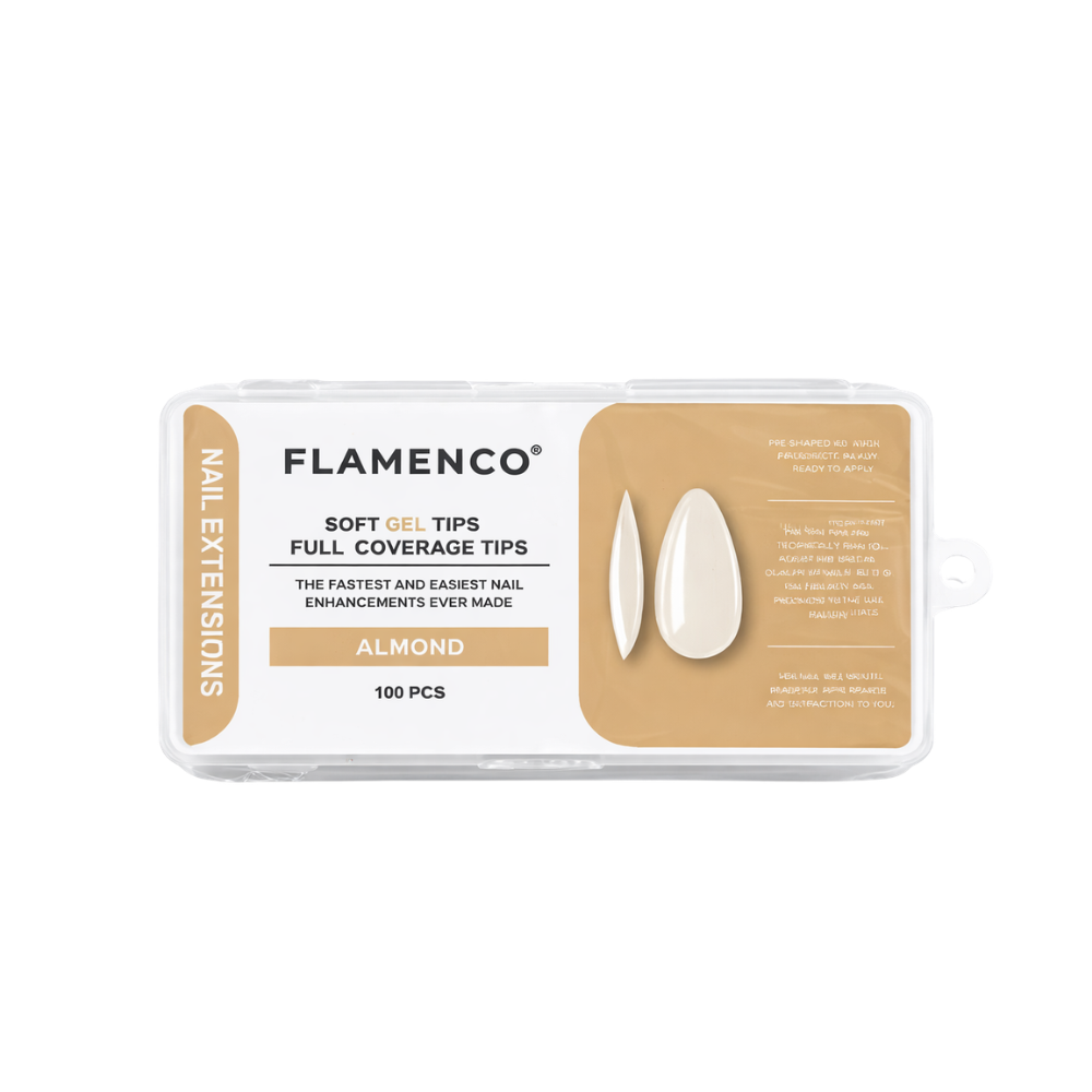 Tips Soft Gel Almond 100 Pcs Flamenco Sin Porosidad