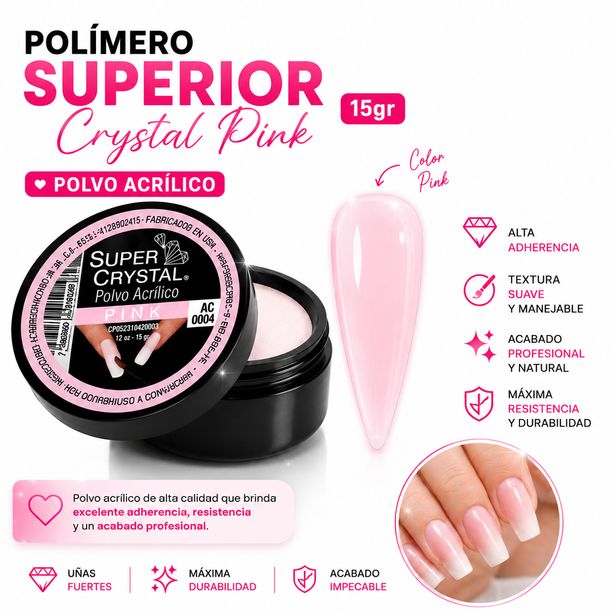 POLIMERO SUPER CRYSTAL 15G PINK