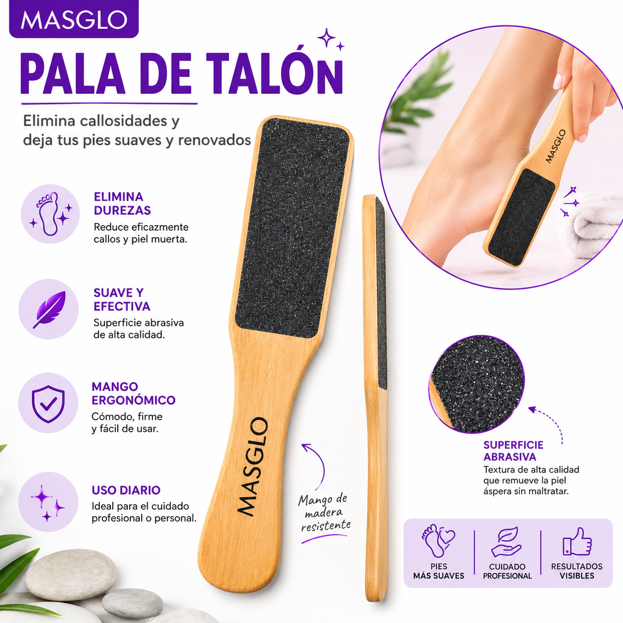 Pala Pedicure Talón y Callos Madera Masglo