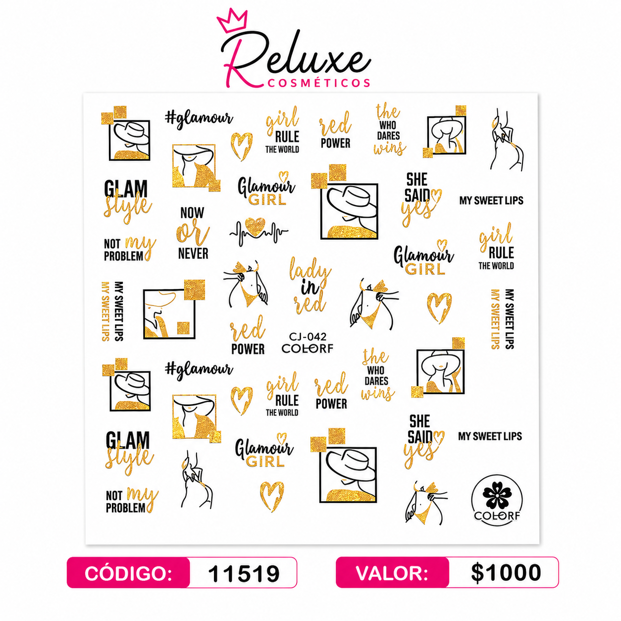 Sticker Dorado Glamour Girls Ref: Cj-042
