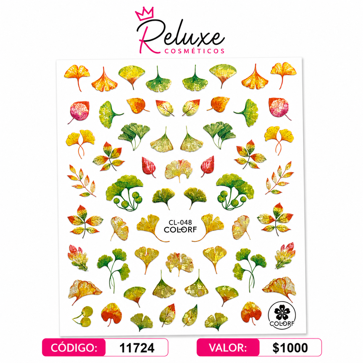Sticker Hojas Metalizados Verde Amarillo CL -