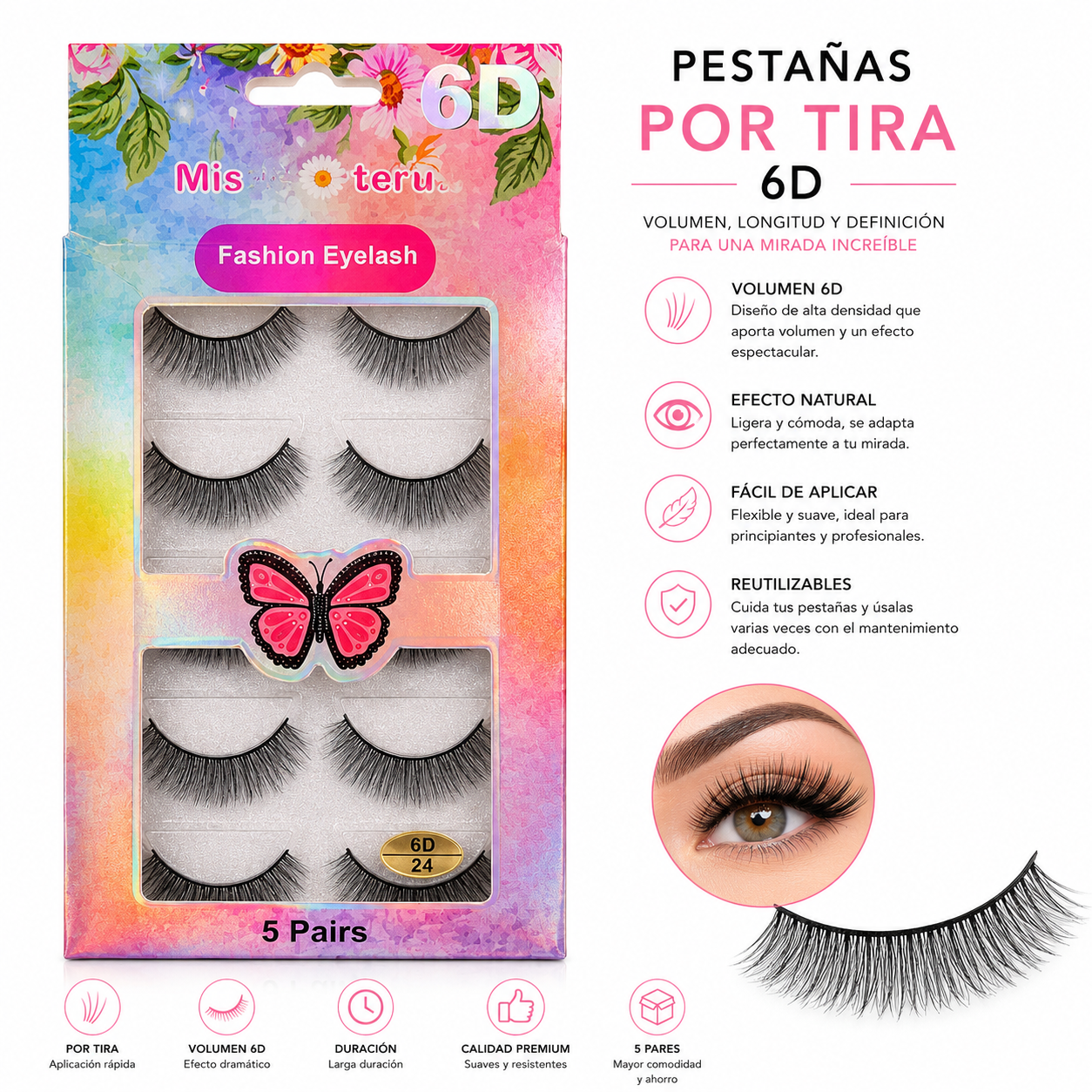 Pestañas Postizas Reutilizable 6D