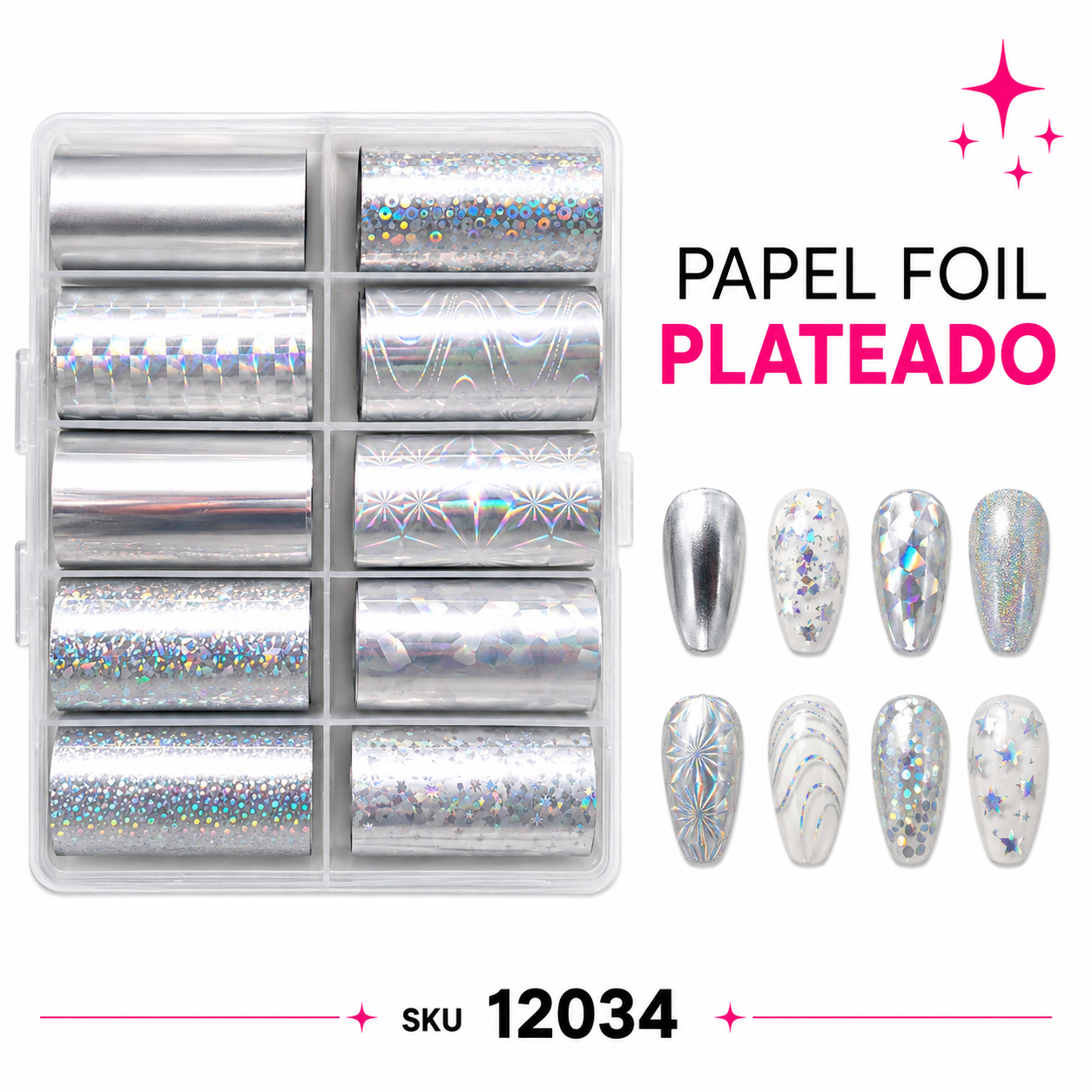Foil Caja Plateado Tornasol x10