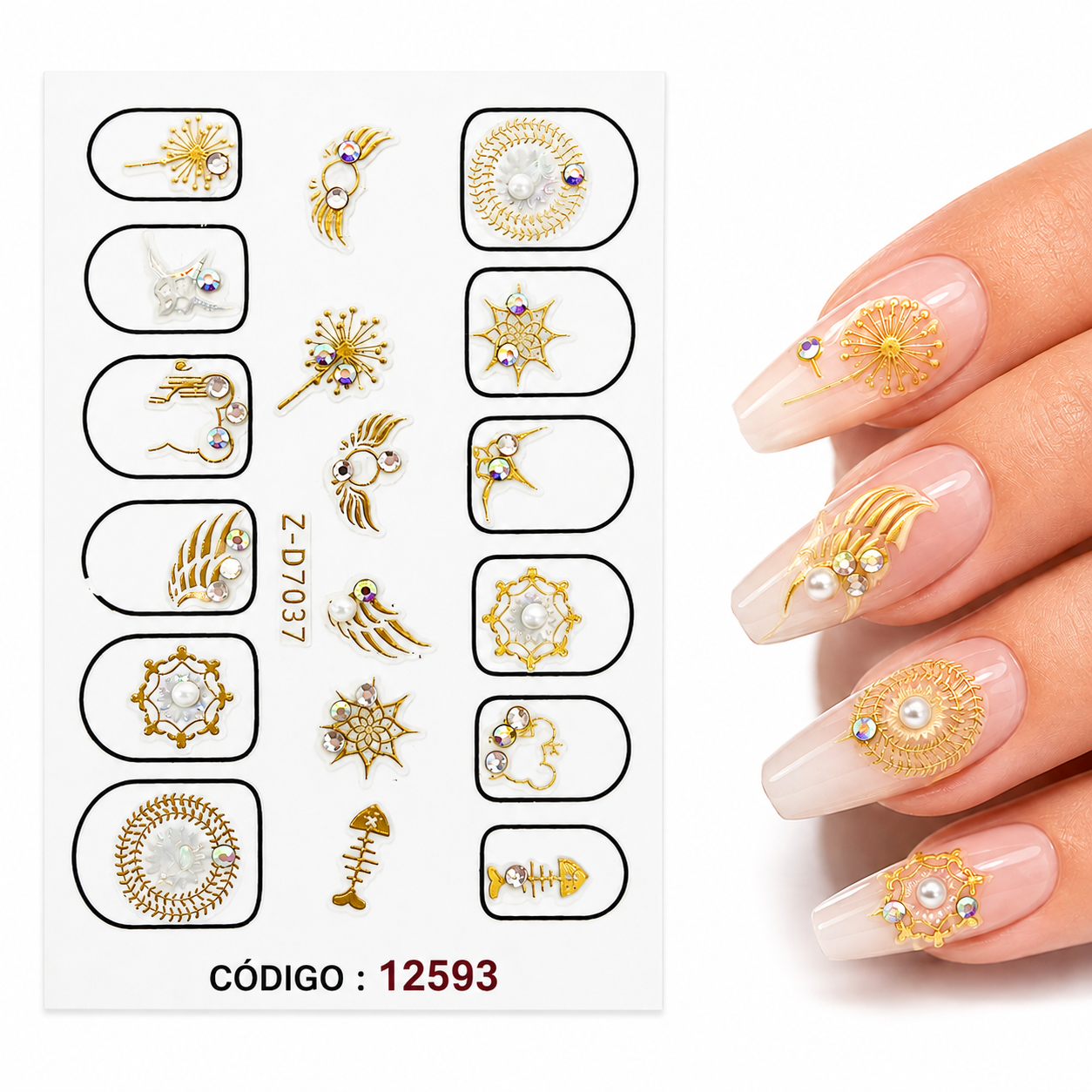 Sticker Dorado Con Cristales Surtido