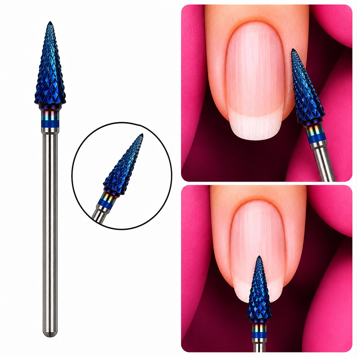 Fresa Holografica Azul Tungsteno Conica  (34)