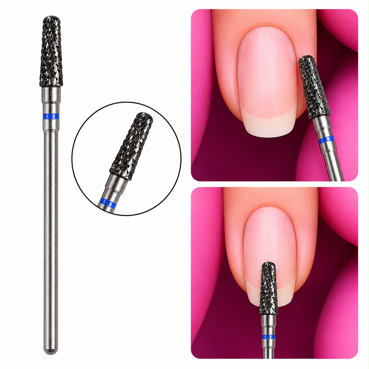 Fresa Conica Tungsteno Redondeada (Punta De Seguridad) Azul