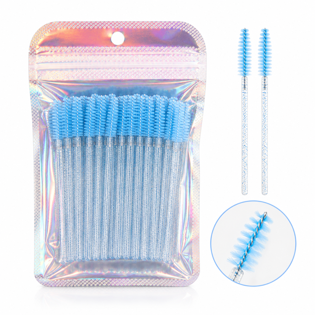 Cepillo Pestañas Celeste x 50pcs