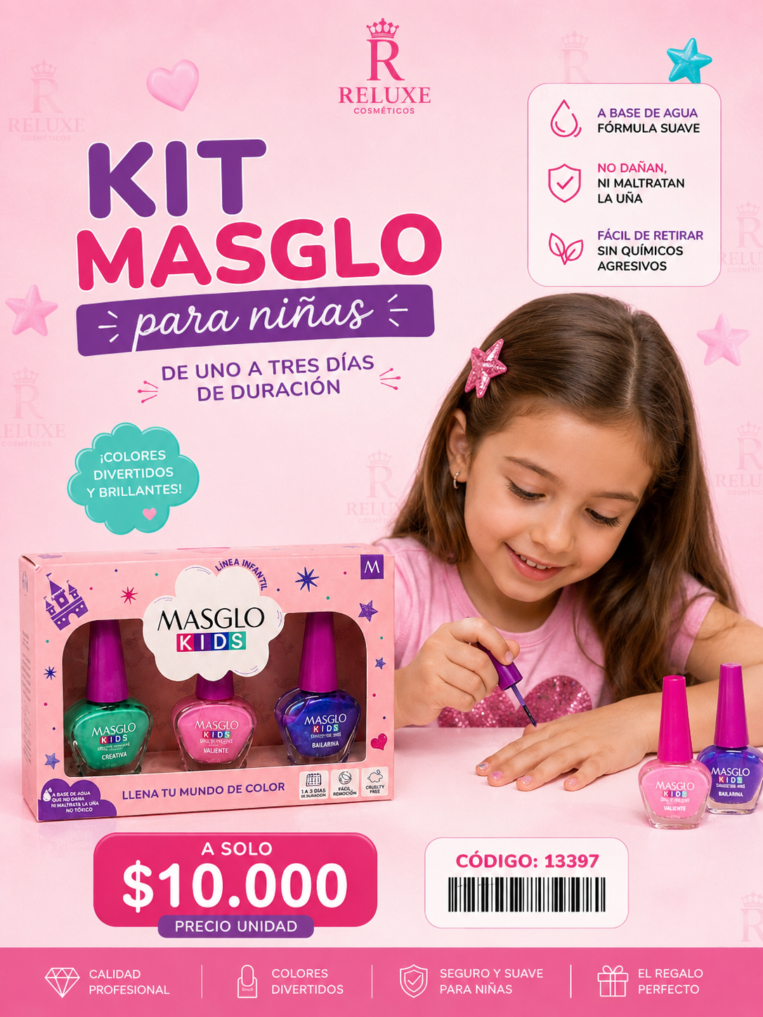 Kit De Esmaltes Masglo Kids  Set x 3